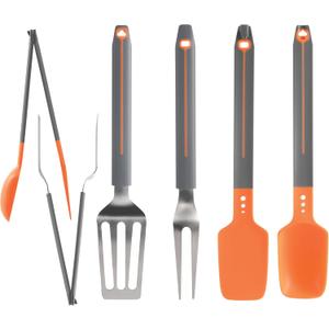 Chefs Path Grip & Flip Utensil Set - Snap-on Kitchen Tongs & Cooking Utensil Set - Cooking Spoon, Spatula Scraper, Grill Spatula, & Grill Fork for Home Kitchen, BBQ Tools, Camping & Outdoor Cooking