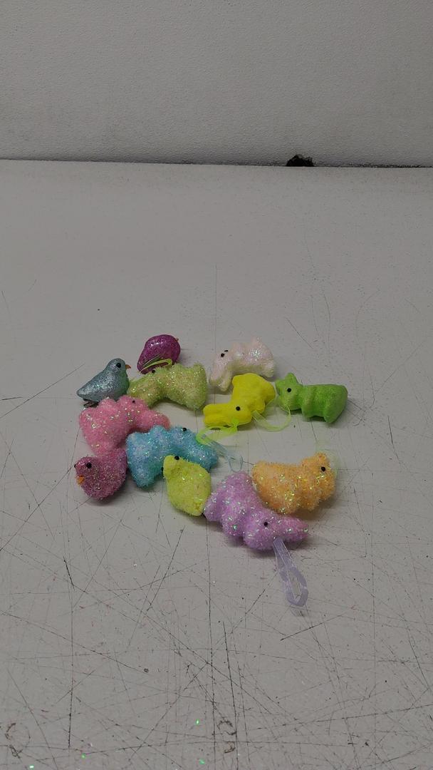 14 Pieces Easter Rabbit Ornaments,Glitter Bunny Decorations,Multicolored Hanging Ornament Craft Decor for Easter Party Supplies
