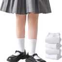 Marchare Girls Ruffle Socks White Dressy Socks School Uniform Sock Heart Bow Design For Girl (White)
