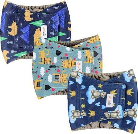 Grecle Reusable Dog Diapers Male 3Pcs, Premium Washable Belly Bands for Male Dogs Large, High Absorbing Male Dog Wraps for Doggie & Puppy in Incontinence, Excitable Urination and Training (Bear, L)
