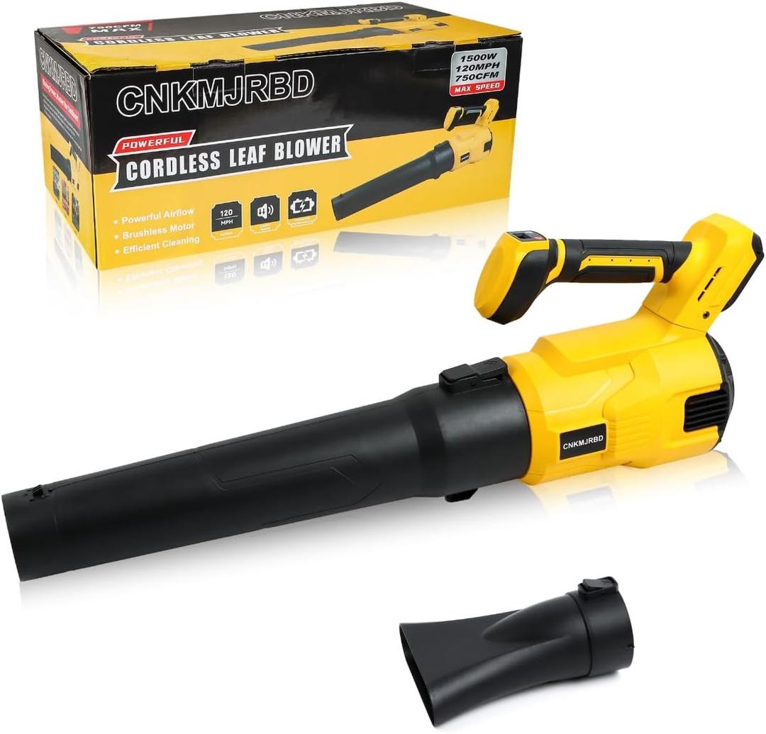 Cordless Leaf Blower - 1500W Brushless,120MPH Speed/750CFM Volume.Compatible with Dewalt 20V Max Battery (Battery Not Included) for Lawn, Garden & Driveway Cleaning