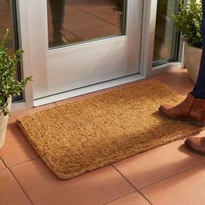 Kempf 2-Inch Thick Coco Coir Door Mat, 16" x 27" Natural Fiber, Woven-Backed, Heavy-Duty for Indoor/Outdoor Front Door Entryway & Porch