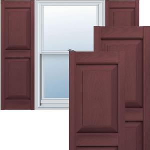 Builders Edge 12 in. W x 52 in. H TailorMade Vinyl 2 Equal Panels, Raised Panel Shutters Pair in Burgundy Red 
BEP2120052027