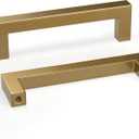 Goldenwarm 10 Pack 3-3/4in Champagne Bronze Cabinet Pulls Gold Cabinet Handles Bronze Drawer Pulls Champagne Gold Drawer Handles Square Kitchen Dresser Hardware for Bedroom Cupboard