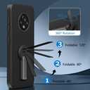 Compatible with Orbic Joy2 2024 Phone Case with Tempered Glass Screen Protector, 360 Rotatable Folding hidden Kickstand/Stand Silicone Shockproof Protective Cover Case for Orbic Joy 2 - Black