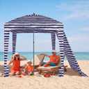 OLIXIS 6'x6' Beach Cabana Tent Sun Shelter UPF 50+ Easy Setup Cool Canopy Tent Sun Shade with Side Wall, Wind Resistant Beach Cabana for Whole Family