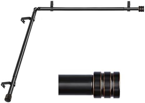 Heavy Duty Corner Window Curtain Rods 36 to 72 Inch, HOTOZON 1 Inch Telescoping Single Drapery Rod, Black, End Cap Finials