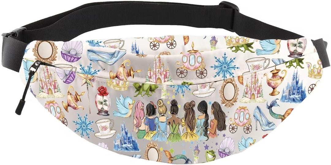 Cartoon Princess Gift Princess Squad Group Gift Princess Crossbody Fanny Pack Waist Bag (Princess WB)