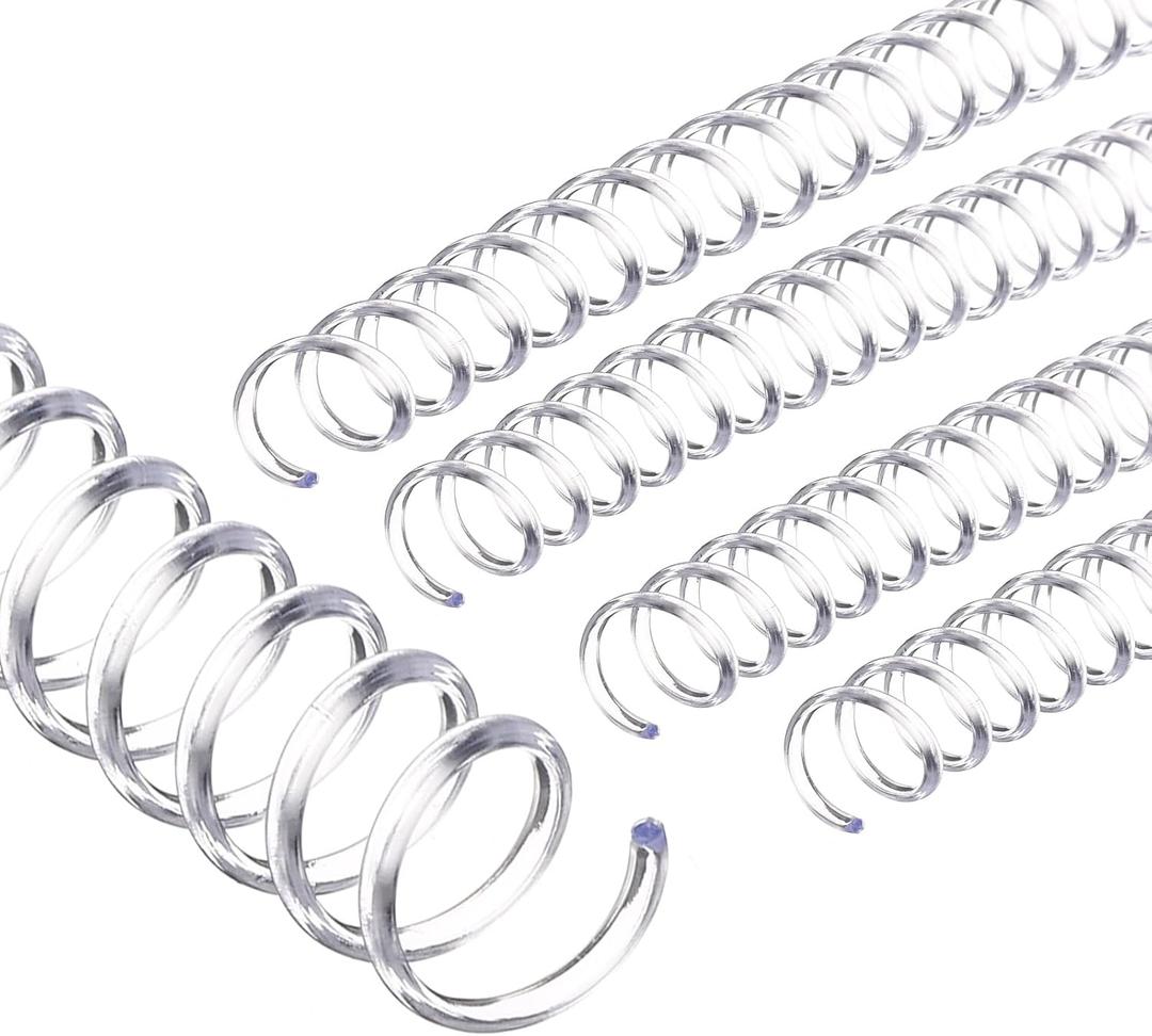 PATIKIL 10mm(3/8") Plastic Spiral Binding Coils, 20 Pcs Binding Spirals 50 Sheet Capacity 4:1 Pitch Binding Spirals for Binding Paper Sheets, Transparent