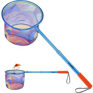 Kids Fishing Net - Telescoping Bait, Minnow, and Butterfly Net With 11.4" Depth, Handle Extends to 30" for Easy Catch and Release (blue 1pack)