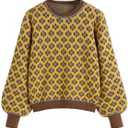 CIDER Women Sweaters Floral Crew Neck Long Sleeve Pullover Sweater Trendy Casual Fall Outfits Size M