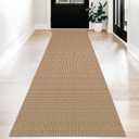 KOZYFLY Long Runners for Hallways 2.6x12 ft Washable Kitchen Runner Non Slip Rubber Backed Hallway Rugs Cotton Entryway Runner Rug Floor Carpet for Indoor Hall, Backdoor, Kitchen, Tan/Orange/Brown