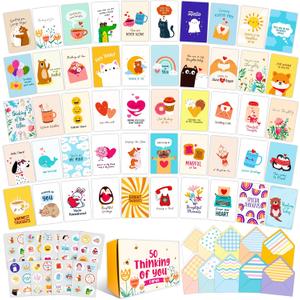 Decorably 50 Pack Bulk 5x7in Thinking of You Cards with Envelopes