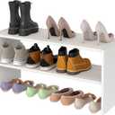 2 Tier Small White Shoe Rack For Closet, Stackable Shoe Shelf Organizer for 9 -12 Pairs of Shoes, Small Shoe Storage Organizer for Entryway, Hallway, Garage,Living Room, Bedroom, Size 28.5"* 11" * 13"