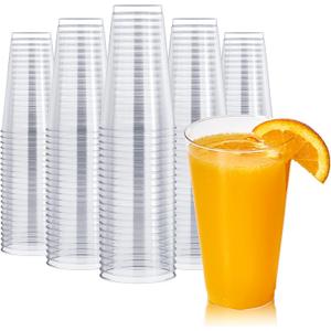 FOCUSLINE 200 Pack 16 oz Clear Plastic Cups, Large Disposable Cups Plastic Party Cup, 16 Ounce Heavy duty Clear Cups for Party, Thanksgiving, Halloween, Christmas