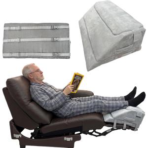 Recliner Foot Rest Cushion with Side Handle, Leg Elevation Pillow for Lift Chair, 4-Level Adjustable Height Wedge for Recovery After Back or Knee Surgery,Gray, 23.6 x 15.7 x 7.5 inches