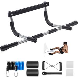Ally Peaks Pull Up Bar for Doorway | Thickened Steel Max Limit 440 lbs Upper Body Fitness Workout Bar| Multi-Grip Strength for Doorway | Indoor Chin-Up Bar Fitness Trainer for Home Gym Portable (silver1)