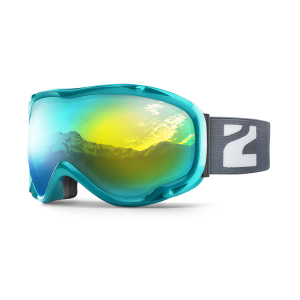 ZIONOR Lagopus Ski Snowboard Goggles UV Protection Anti Fog Snow Goggles for Men Women Adult Youth Bluegreen Frame Revo Gold Lens