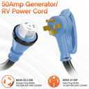 15FT 50 Amp Generator Cord, NEMA 14-50P/SS2-50R Heavy-Duty 4 Conductors Cable, Pure Copper STW RV Extension Cord, Female Plug with Twist Lock, Suitable for RV or Camper, ETL Listed