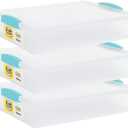 Tribello Plastic Storage Containers With Lids For Organizing, 6 Quarts - (Large - 14 x 11 x 3)