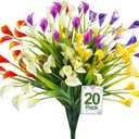 TURNMEON 20 Bundles Calla Lily (500 Heads) Artificial Flowers for Outdoors, Fake Plants UV Resistant Faux Plastic Fake Flowers for Indoor Planter Home Porch Spring Summer Cemetery Decor(Color Mix)