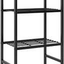 Small Storage Shelves, 4-Tier Metal Shelving Unit with Adjustable Feet, Compact Shelf Organizer for Garage, Kitchen, Pantry and Closet Organization, 17.7" x 11.8" x 43.3" Black