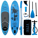 VIYAU Inflatable SUP Board, Stand Up Paddling Board Equipped with 3-Piece Adjustable Aluminum Paddle + Hand Pump, 125.98" × 31.88" × 5.9"