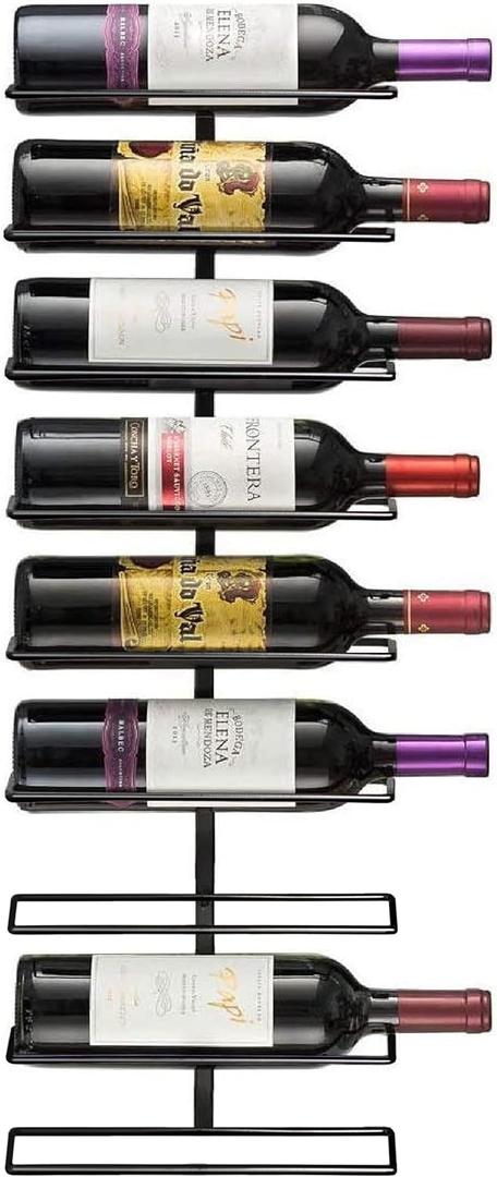 Sorbus Wall Mount Wine Rack Holds 9 Bottles Black Metal Wine Bottle Holder for Wall, Modern Wine Rack for Home Bar, Kitchen, 1 Pack
