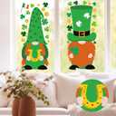 2 x Ctosree 2 Sheets Extra Large St. Patrick's Day Window Clings Decorations, Green Shamrock Gnome Window Clings Stickers for Saint Patrick's Day Decoration Birthday Party Supplies