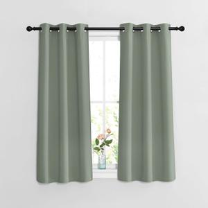 NICETOWN Blackout Sage Green Curtains 54 inches Long 2 Panels Set - Grommet Thermal Curtains Sound Dampening Window Treatments Room Darkening Drapes for Bedroom/Home Office, W37 x L54