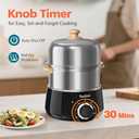 Hard Boiled Egg Cooker - CACHOO 14-Egg Rapid Stainless Steel Egg Boiler with 30-Min Timer & Auto Shut Off, Compact Electric Vegetable Steamer for Cooking, Dishwasher Safe, Black (2-Tier)