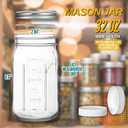 Wide Mouth Mason Jars 32 oz 2 Pack Quart Size Jars with Airtight Lids and Bands & White Plastic Lid, Ideal for Meal Prep, Canning, Fermenting and DIY Projects, Microwave & Dishwasher Safe.