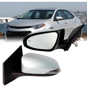 Left Driver Side Mirror Compatible With Toyota Corolla 2014-2018 With Heated Turn Signal Light 7-Pins Power Glass Rear View Mirror Silvery