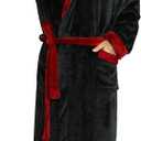 U2SKIIN Mens Hooded Robe, Plush Robes for Men Long Fleece Bathrobe (Large-X-Large, Black/Dark Red Hooded)