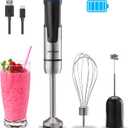 Liebe&Lecker Cordless Hand Blender, Immersion Blender Handheld USB Rechargeable 8 Variable Speeds with Whisk, Milk Frother Attachments, Portable Stick mixed for Milkshakes, Smoothies & Soups.