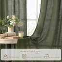 LAMIT Sheer Linen Curtains 102 inches Long, Linen Textured Light Filtering Semi Sheer Bronze Grommet Natural Boho Drapes for Living Room/Farmhouse, 2 Panels, Olive Green, 52 x 102 Inch
