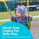 Jungle Gym Kingdom Baby Swing Outdoor - Heavy Duty Toddler Swing Set Accessories, High Back, Full Bucket Seat with Coated Chains for Outdoor Use - Fully Assembled - Green