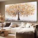 Gold Wall Art Tree Wall Paintings Grey Office Wall Decor Large Framed Canvas Art for Living Room Bedroom 29"x 58" Nature Decorations