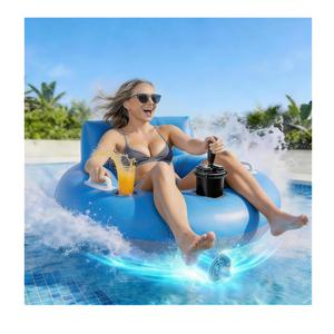Motorized Pool Float for Adults, Rechargeable Motorized Floats with Cup Holder, Adult Heavy Duty Motorized Tubes Floating with Backrest for Pool Party, Lake & Summer Water