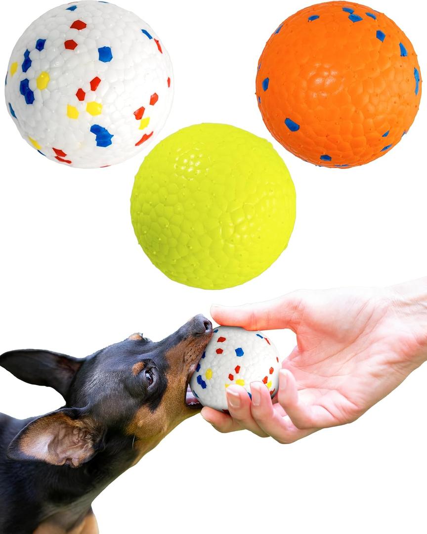 ALPI Chomp Ball - Durable Chew Toys for Dogs & Other Pets - Stimulating Dog Toys for Aggressive Chewers - Soft Dog Chews - 3-Pack, Assorted
