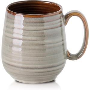 Hasense Coffee Mug, 20 oz Large Ceramic Latte Cup with Big Handle, Pottery Tea Cup for for Office and Home, Oversized Mug Gift for Dad and Mom, Dishwasher & Microwave Safe, 1 PCS(Grey)