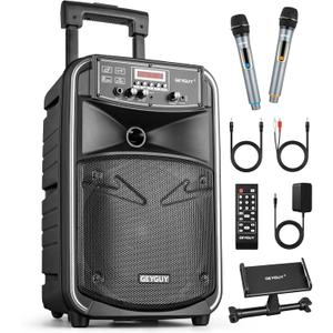 GTSK8-2 Portable Bluetooth PA Speaker System - Rechargeable Sound Speaker and Microphone Set with MP3 USB-C, TWS Pairing, Perfect for Party, Events, DJ Lights & Outdoor Performances