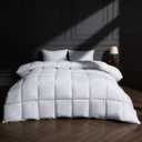puredown Goose Feather Down Fiber Comforter Oversized King Size, All Season 100% Cotton Duvet Insert Medium Warmth, Cloud Soft Hotel Luxury Collection Bedding Comforters White