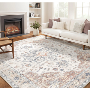 Homewill Area Rug for Living Room - 10X14 Soft Washable Vintage Floral Distressed Large Carpet - Fade Stain Resistant Non Slip Rugs for Bedroom Dining Room Nursery Dorm Office Home Decor - Multi Color