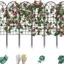 Garden Trellis for Climbing Plants, 6 Pack 75.6" Wx 64.6" H Rustproof Flower Trellis with Black Coating, Outdoor Climbing Rose Trellis Cucumbers Support for Courtyards Lawns (Square Grid, 6 Pieces)
