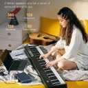 Donner Digital Piano Keyboard Velocity-Sensitive 88 Keys with Removable Piano Stand, Compact Beginner Home Electric Piano with Split Mode, LED Digital Tube for Display, and Triple Pedal DEP-08