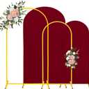 7.2FT, 6FT Wedding Arch Stand and Matching Burgundy Spandex Fitted Arch Backdrop Cover Set, Round Top Chiara Backdrop Stands and Covers for Birthday Party Baby Shower Banquet Arch Decor (Burgundy)