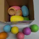 Marsui 12 Pcs Fillable Easter Colorful Wooden Eggs 2.8 x 2 Inches Basket Stuffers Hollow Wooden Easter Fake Eggs Hunt DIY Painting Art Craft Decorations Spring Home Decor