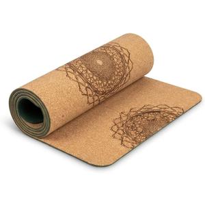 Workout Mat with Carrying Strap - 6mm Thick Cork Yoga Mat (72 x 24) - Non-Slip Cork Mat for Home, Gym, Fitness & Hot Yoga - Lightweight, Cushioned, Durable & Sweat-Resistant by Fitby