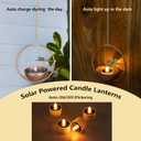 Solar Hanging Lanterns, Dragonfly Style Outdoor Chandelier, Waterproof Auto On/Off Solar Tea Lights for Garden, Patio, Porch, Balcony, Tree Decor (Flickering Flame, 4-Pack)
